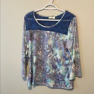 EUC XL Cato Women's Blue Paisley Top